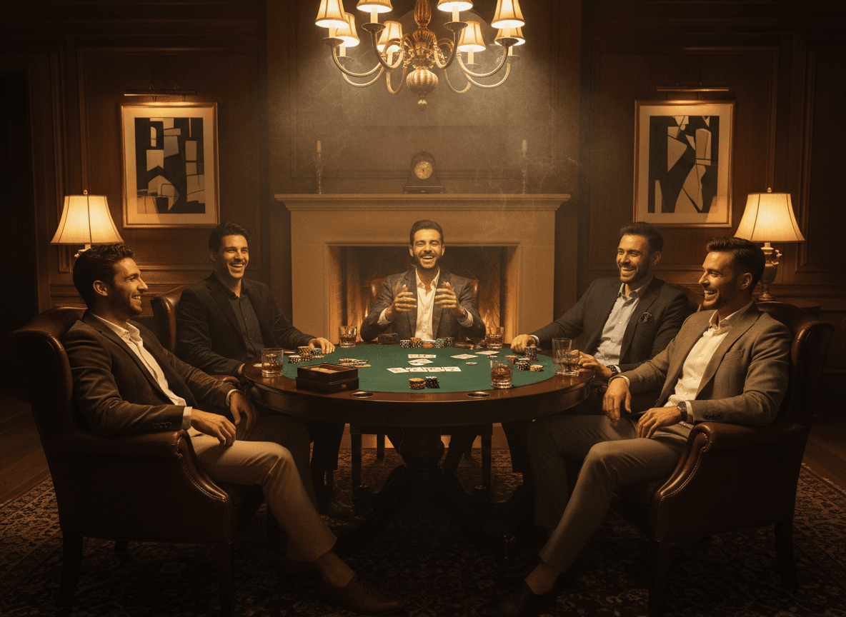 Invitados jugando póker en un salón privado
