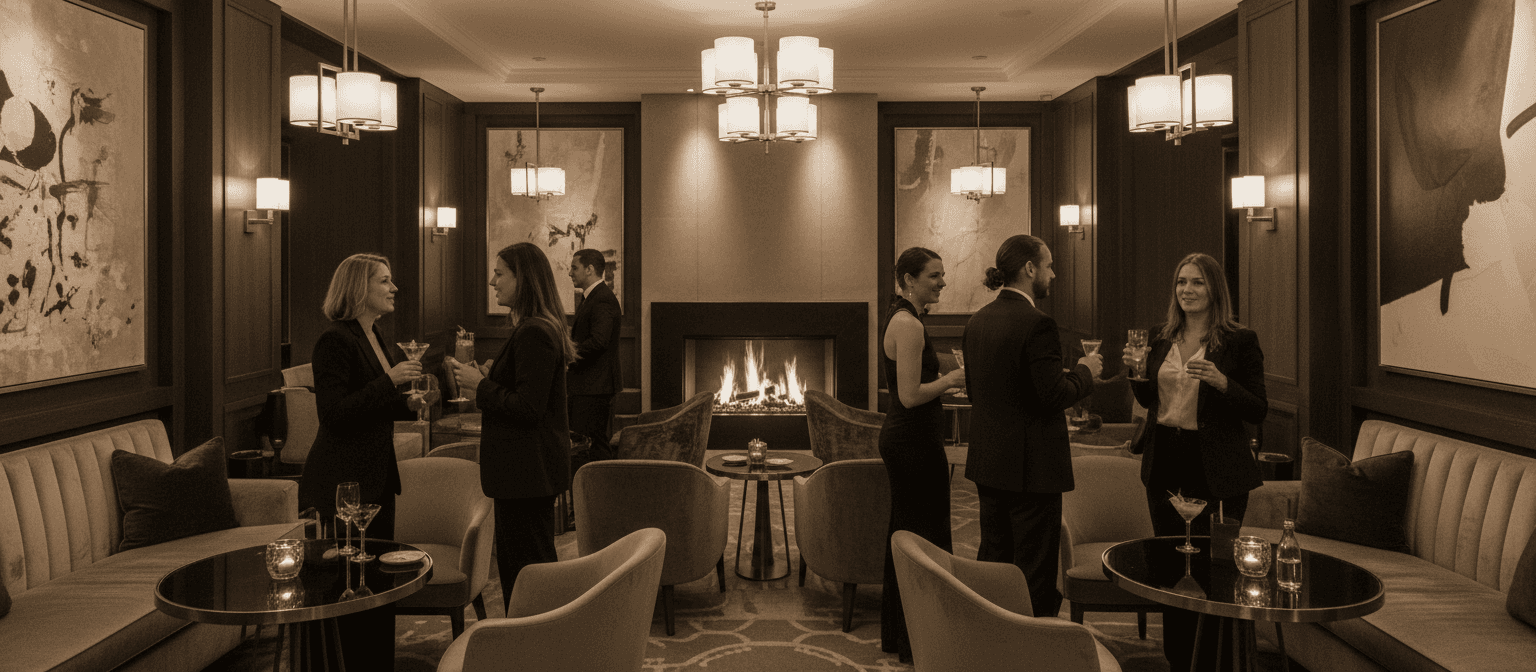 Invitados conversando en un salón privado Soire