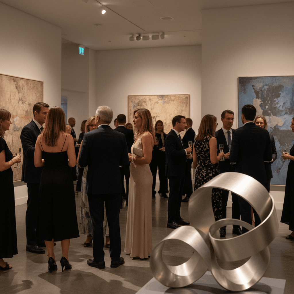 Invitados recorriendo una experiencia de arte contemporáneo